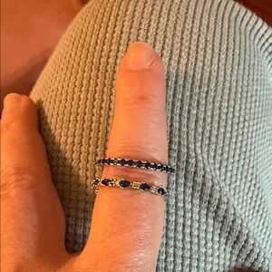 Elegant Sapphire and Silver Women's Ring Set